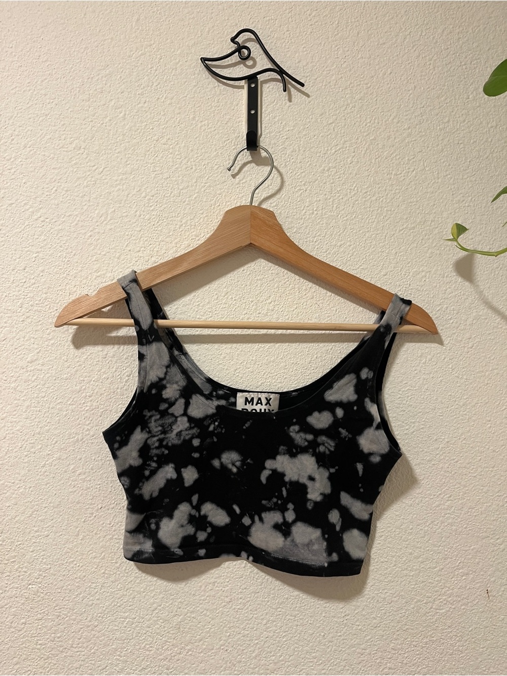 Max Roux Black & Grey Tie-Dye Crop Tank Top